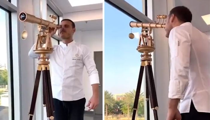 Pastry chef’s feat, made telescope out of chocolate