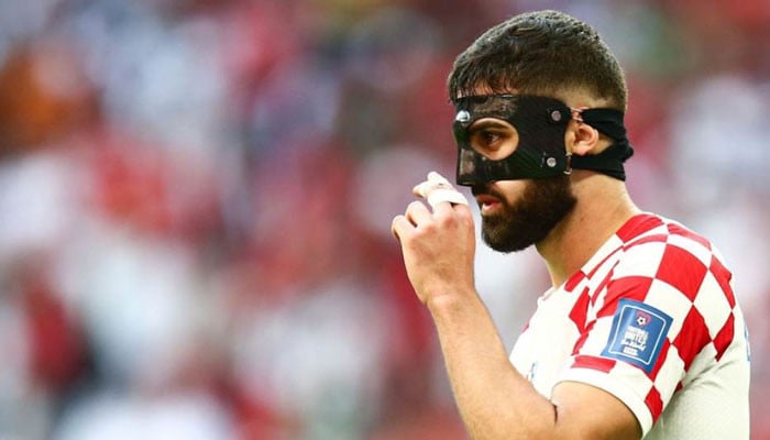 Why are some players using strange face masks in the soccer world cup?