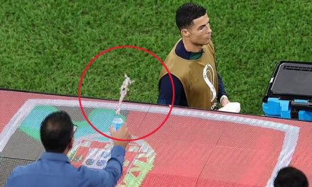 An angry fan of Ronaldo threw water on the footballer
