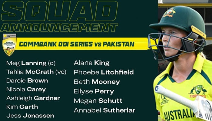Australia has announced a 13-member women’s team for the series against Pakistan
