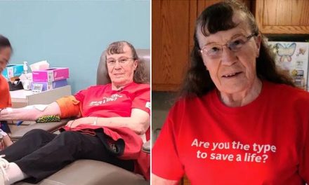 An 80-year-old woman has set a world record by donating 203 units of blood in her lifetime