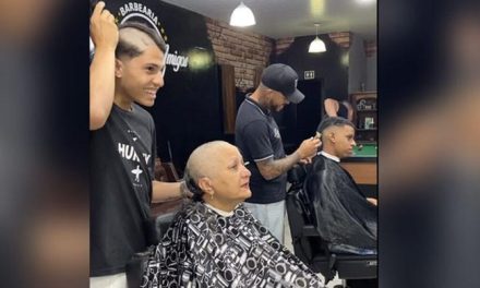 The son also cut his hair to sympathize with his mother suffering from cancer