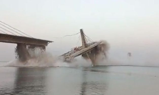 A bridge under construction collapsed in the Indian state of Bihar, citizens captured the scene on camera